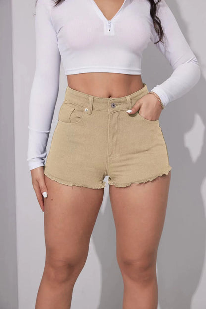 Shorts Women Jeans 2025 Summer Streetwear Embroidery Short Pants Rivet Skinny Mid Waist Distressed Washed Straight Denims