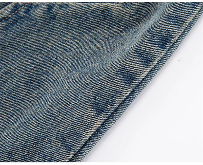 Elegant Children Vintage Blue Baggy Curved Jeans for Teenage Boy Fashion Casual Wide Leg Denim Pants Kids Loose Jeans Trousers