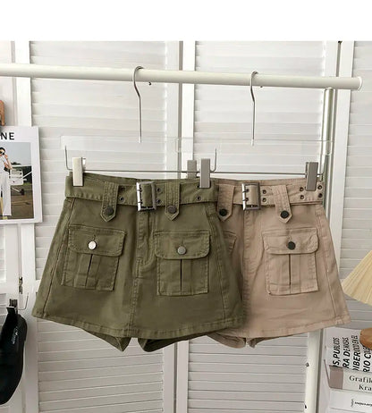 Cargo Mini Denim Skirts Women Multi Pockets Streetwear Personal Cool Teens Youth European Hipsters High Waisted Designer Skirt