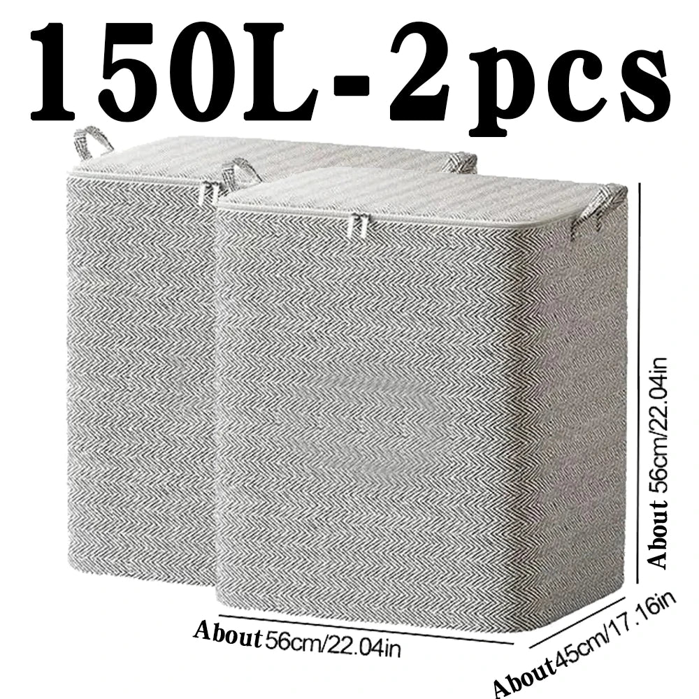 Non-woven Quilt Storage Bag with Lids Zipper Foldable Clothes Quilt Bins Container Large Capacity Dust-proof Bag Organize