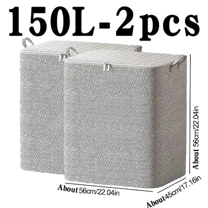 Non-woven Quilt Storage Bag with Lids Zipper Foldable Clothes Quilt Bins Container Large Capacity Dust-proof Bag Organize