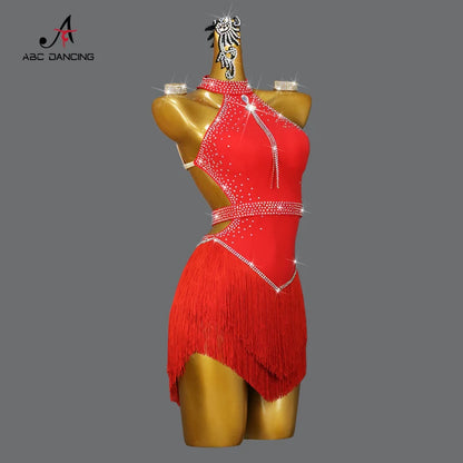 2025 Latin Dance Women Tassel Skirt Sexy New Adult Competition Evening Dress Female Clothes Sport Party Girl Line Suit Customize
