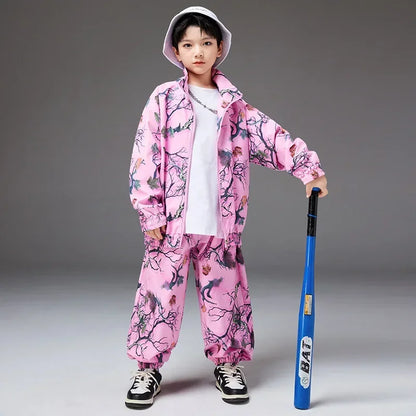 School Teens Boys Dance Performance Outfits Set Fashion Printing Group Catwalk Costumes 6 To 16 Years Girls Clothes Casual Suits