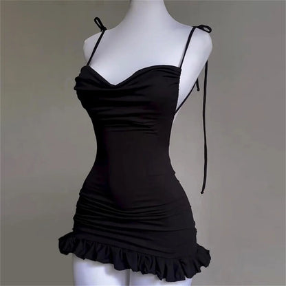 2025 New V Neck Backless Side Slit Sexy Slim Camisole Dress Summer Female Elegant Lace Up Dresses Ladies Beach Tourism Sundress