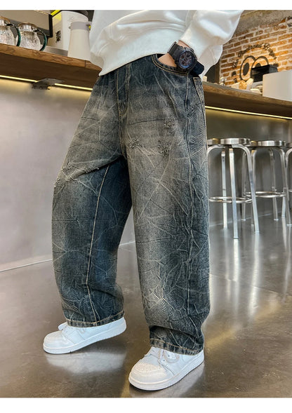 New Design Kids Stylish Jeans For Boys Fashion Street Trousers Children Trendy Denim Pants Age 5 6 7 8 9 10 11 12 13 14 Years