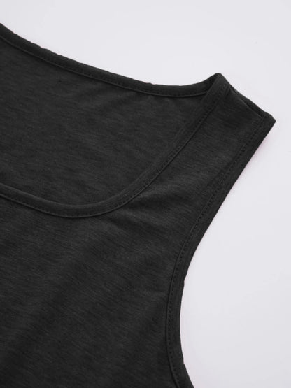 Fashionable plus size women's everyday sleeveless dress, square neck vest dress with button decoration