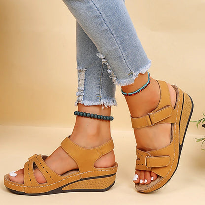 New Open Toe Fashion Women's Sandals Summer 2023 Soft Sexy Womens Sandals Wedge Buckle Women's Orthopedic Sandal Footwear Female