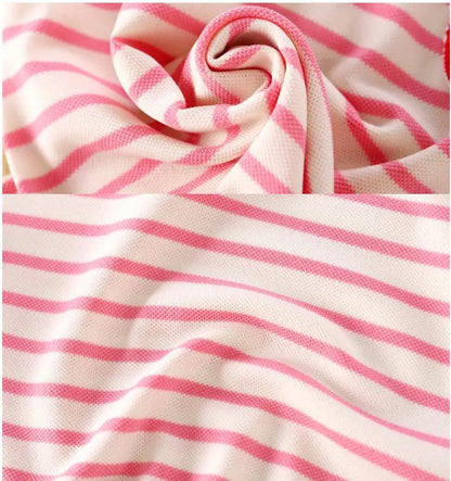 2025 New Children's Dress Girls' Summer Korean Edition Striped Strawberry lapel Casual Dress 1-10 Years Old