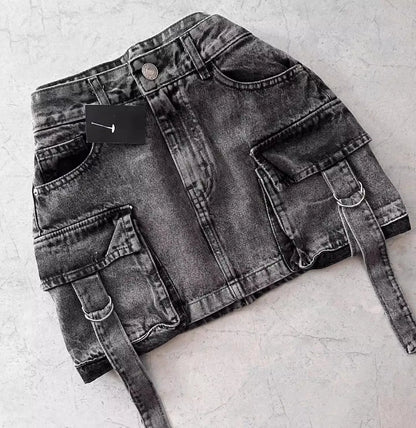 Skirts Women Sexy Short Skirt Slim Fit Casual Regular Jeans Elegant Splice Denim High Waist Hip Wrap A Line Pockets Summer