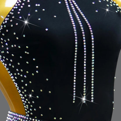 Black Latin Dress Women Stage Outfit Line Dance Costume 2025 New Sexy Girl Prom Skirt Kid Party Suit  Evening Clothes Customized