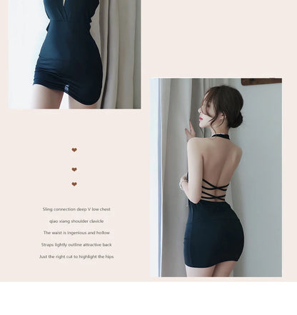Hot Dress Women's sexy strapping uniform seductive nightclub attire secretary attire OL attire Summer clothes Woman party dress