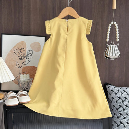 Bear Leader 2-7 Years Summer New 3D Flower Vest Dress Girl's Princess Dresses Baby Kids Clothing Wedding Party Elegent Clothes