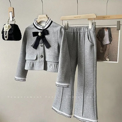Teen Girls Clothing Sets Toddler Baby Girls Cotton Full Length Clothes Outfit Kids Suit Clothes Knit Coat + Pants Comfortable