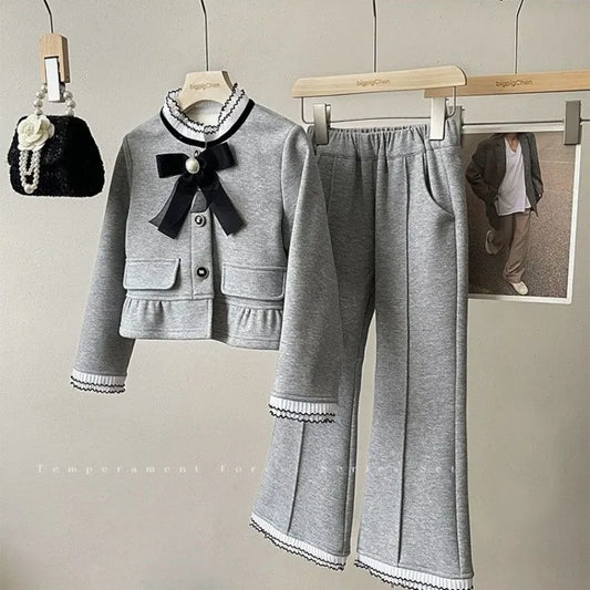 Teen Girls Clothing Sets Toddler Baby Girls Cotton Full Length Clothes Outfit Kids Suit Clothes Knit Coat + Pants Comfortable