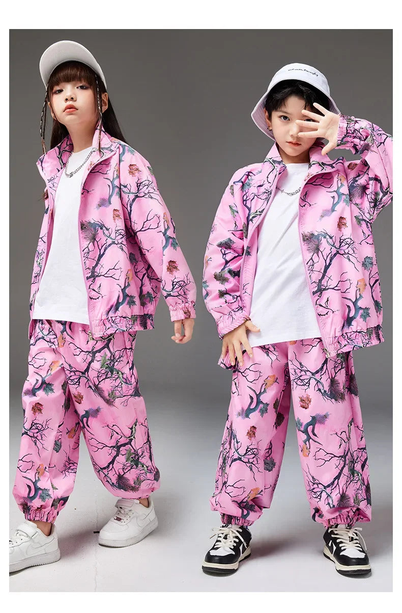 School Teens Boys Dance Performance Outfits Set Fashion Printing Group Catwalk Costumes 6 To 16 Years Girls Clothes Casual Suits