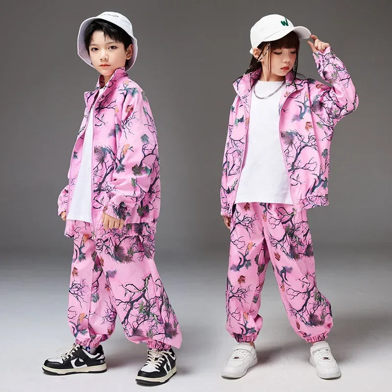 School Teens Boys Dance Performance Outfits Set Fashion Printing Group Catwalk Costumes 6 To 16 Years Girls Clothes Casual Suits