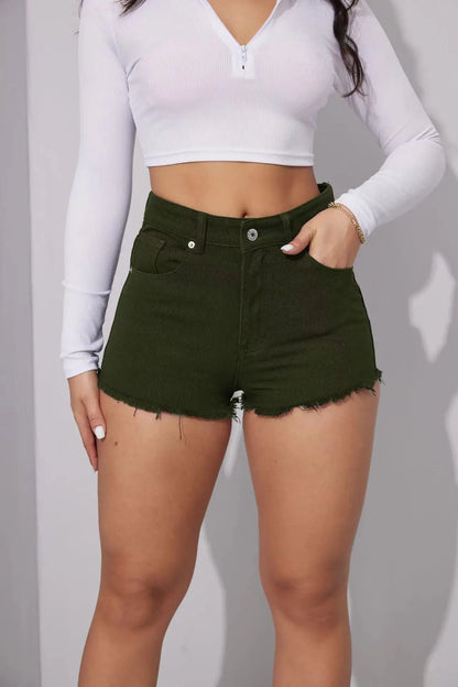Shorts Women Jeans 2025 Summer Streetwear Embroidery Short Pants Rivet Skinny Mid Waist Distressed Washed Straight Denims