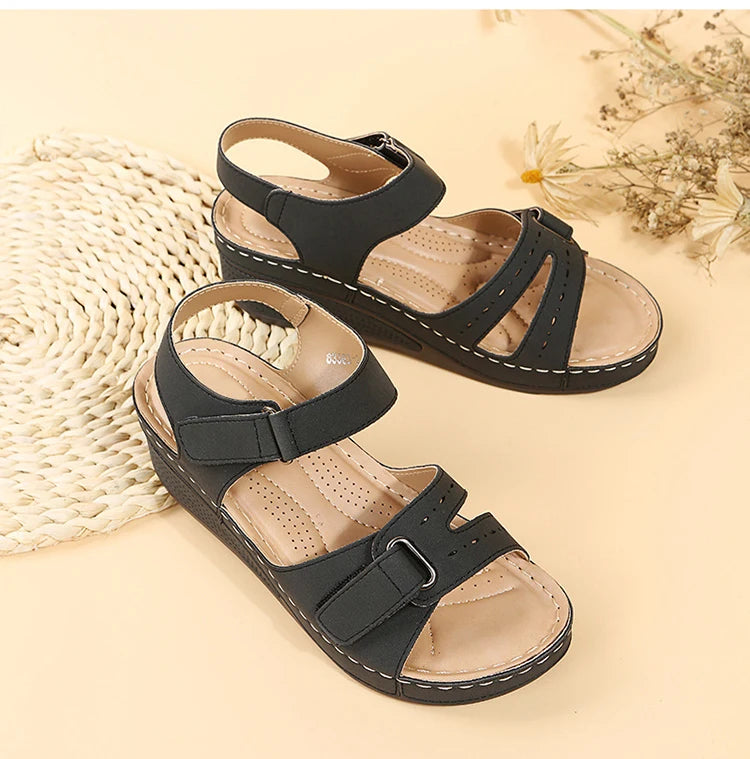 New Open Toe Fashion Women's Sandals Summer 2023 Soft Sexy Womens Sandals Wedge Buckle Women's Orthopedic Sandal Footwear Female