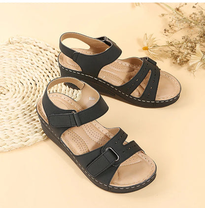 New Open Toe Fashion Women's Sandals Summer 2023 Soft Sexy Womens Sandals Wedge Buckle Women's Orthopedic Sandal Footwear Female