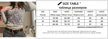 Y2K Grunge Cyber Mall Goth Thermal T-shirt Skulls Graphic Print Long Sleeve Pullovers Tops Women 90s Vintage Aesthetic Tees