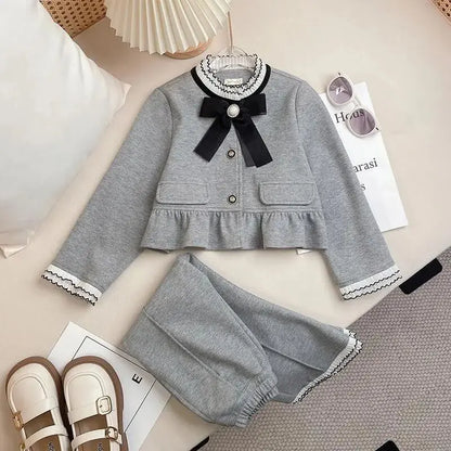 Teen Girls Clothing Sets Toddler Baby Girls Cotton Full Length Clothes Outfit Kids Suit Clothes Knit Coat + Pants Comfortable