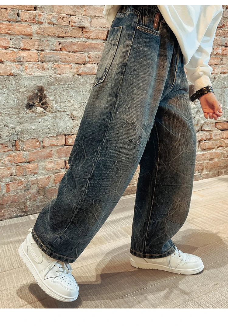 New Design Kids Stylish Jeans For Boys Fashion Street Trousers Children Trendy Denim Pants Age 5 6 7 8 9 10 11 12 13 14 Years