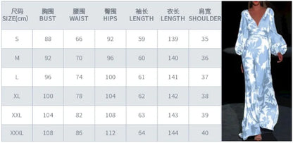 Dress Women spring/summer v-neck floral printing long lantern sleeve fashion Dresses Casual Vestidos dropshipping GHH21553