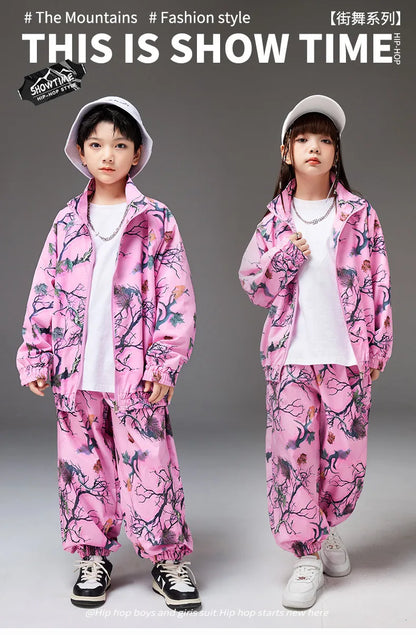 Chinese Style Children's Performance Costume Boys Set Hip-Hop Street Dance National Trend Performance Outfit Girls Jazz Show Cos