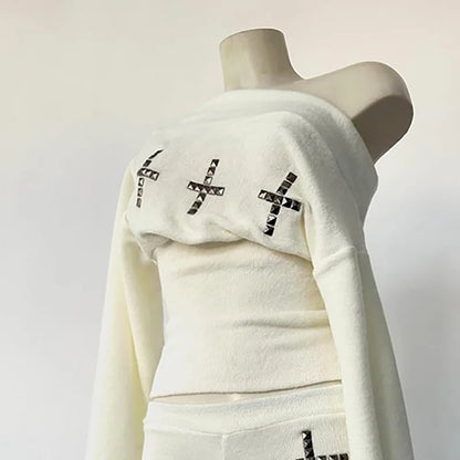 Chic Streetwear Punk Y2k Crop top Harajuku Graphic Print Cool Long sleeve Top Hip Hop Fashion Baby Tee Rock Goth Unique Top