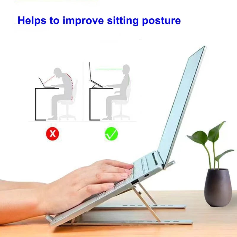 7 Levels Adjustable Laptop Stand  Foldable Portable Notebook Bracket Support Base ABS Holder for Macbook  Lenovo Laptop Air Pro