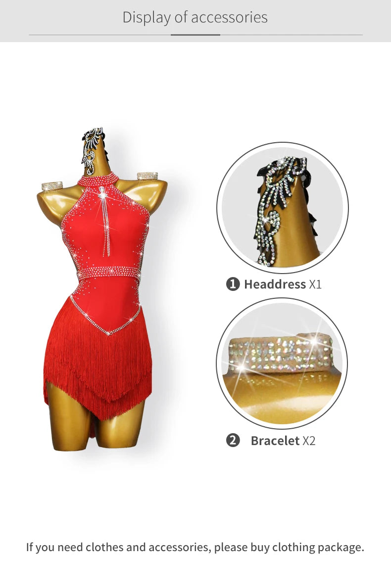 2025 Latin Dance Women Tassel Skirt Sexy New Adult Competition Evening Dress Female Clothes Sport Party Girl Line Suit Customize