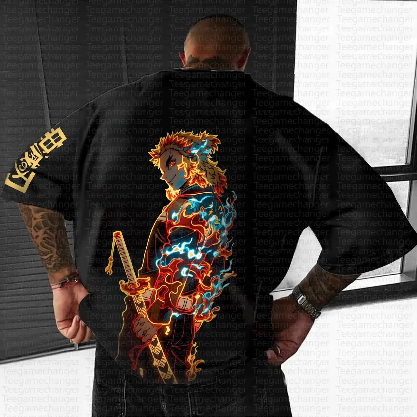 Teegamechanger Demon Slayer Kimetsu No Yaiba Anime Graphic Print T Shirts for Men 2025 Summer Cotton Short Sleeve Tees