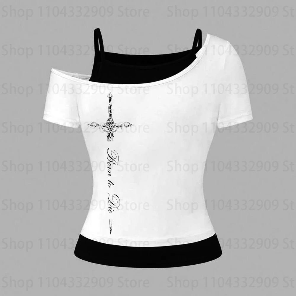 Gothic Grunge Punk Printing Women's Long Sleeve Tee Casual Slim Fit Sexy Chic Emo Girls Crop Top Y2K Harajuku Vintage Streetwear