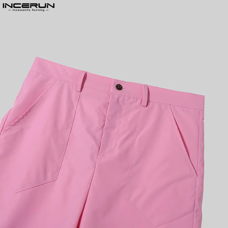 INCERUN 2024 American Style Trousers Mens Fashion Fake Two-piece Tie Dyed Pants Casual Clubwear Male Personality Pantalons S-5XL