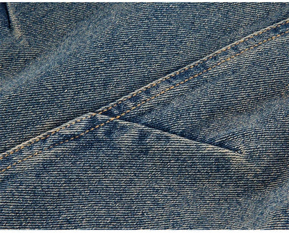 Elegant Children Vintage Blue Baggy Curved Jeans for Teenage Boy Fashion Casual Wide Leg Denim Pants Kids Loose Jeans Trousers