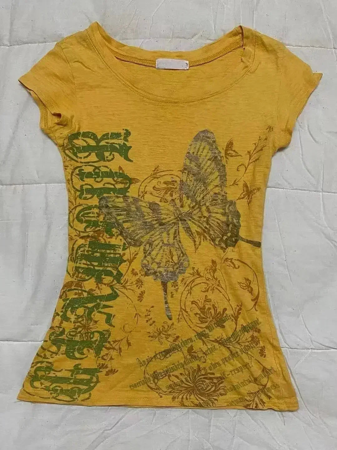 Y2k Aesthetic Flower Printing Women Grunge T-shirts Vintage Slim Harajuku Causal Black Tshirts 2025 Summer Bottoming Crop Tops