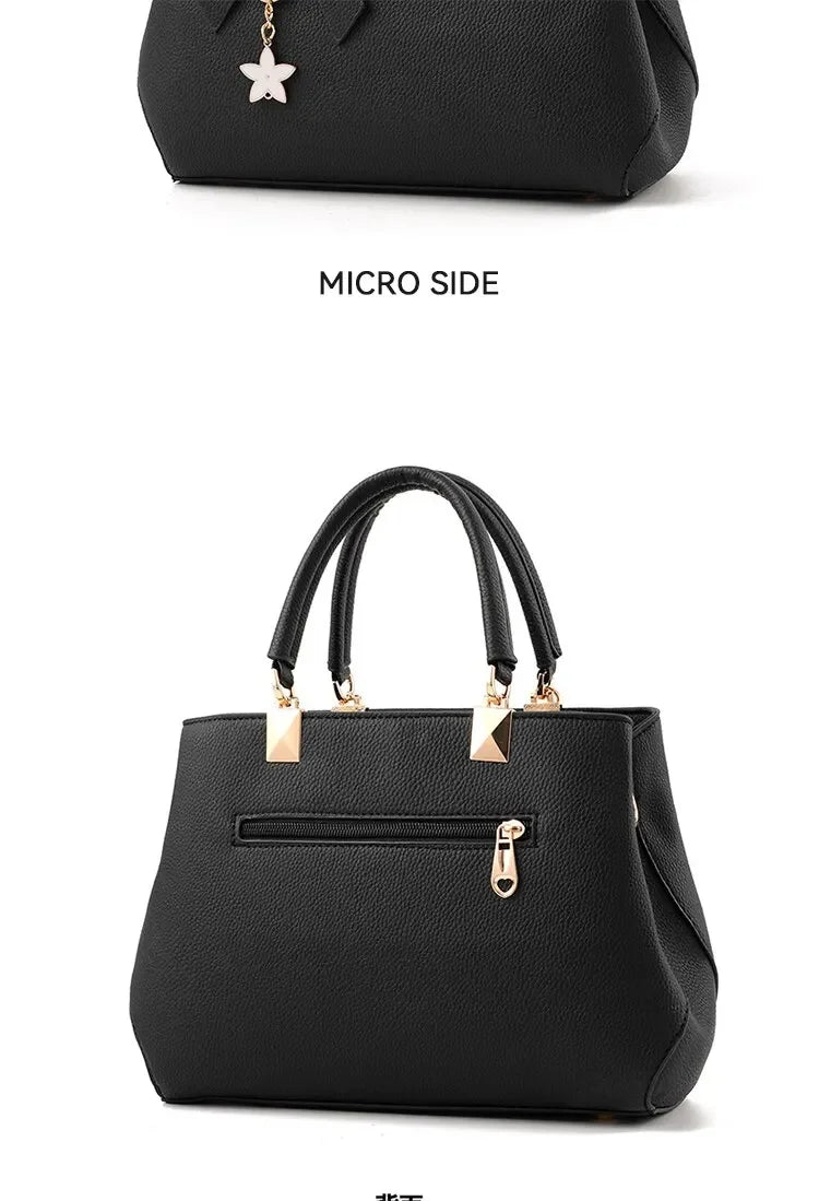 Fashion Solid Color With Bow One Shoulder Bag Portable Bandolera Casual Satchel Large Capacity Cross-body Handbag For Women