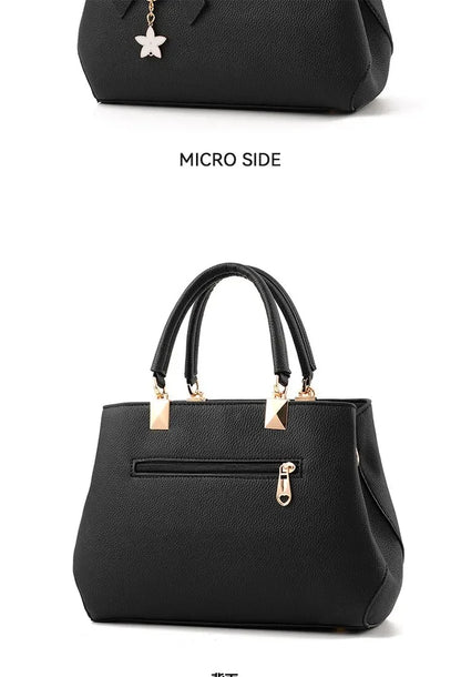 Fashion Solid Color With Bow One Shoulder Bag Portable Bandolera Casual Satchel Large Capacity Cross-body Handbag For Women