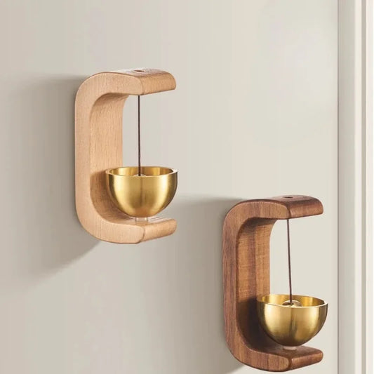 Creative Japanese Style Magnetic Wooden Door Bell Home Entrance Wind Chime Decoration Dopamine Walnut Copper Ornam Wind Chimes
