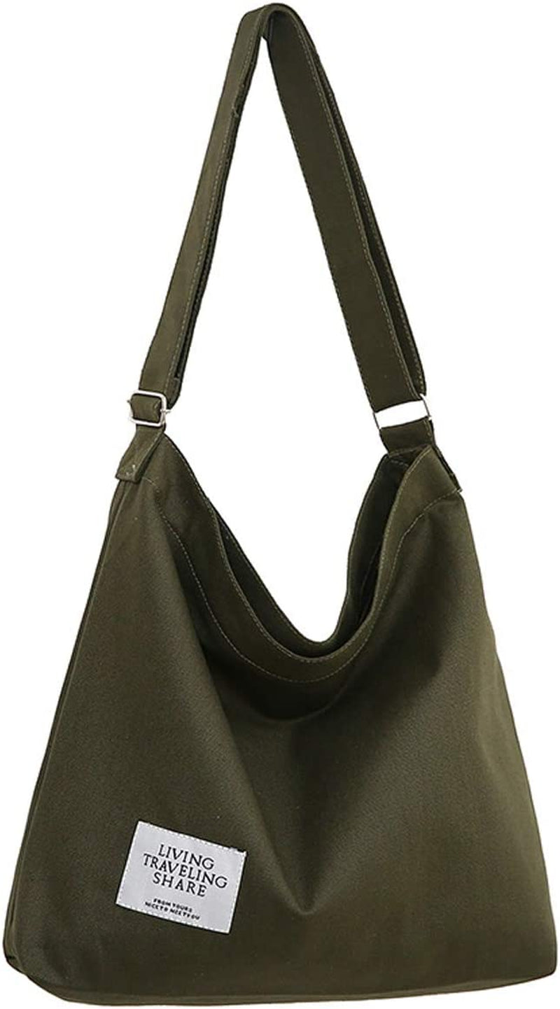 Women'S Retro Large Size Canvas Shoulder Bag Hobo Crossbody Handbag Casual Tote