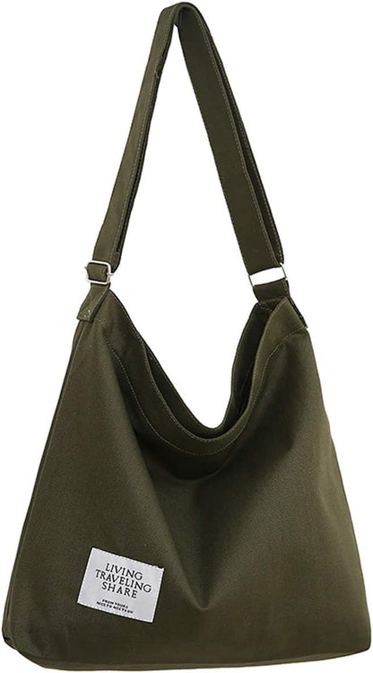 Women'S Retro Large Size Canvas Shoulder Bag Hobo Crossbody Handbag Casual Tote