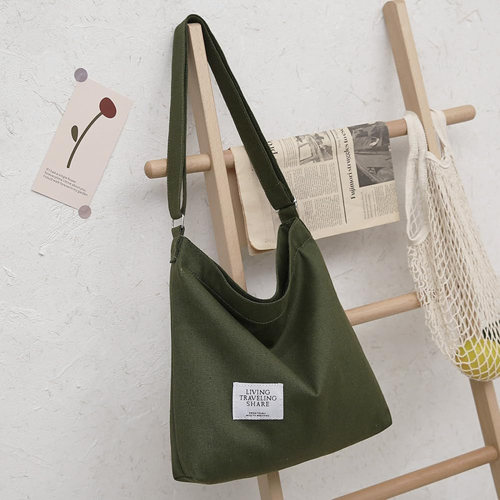 Women'S Retro Large Size Canvas Shoulder Bag Hobo Crossbody Handbag Casual Tote